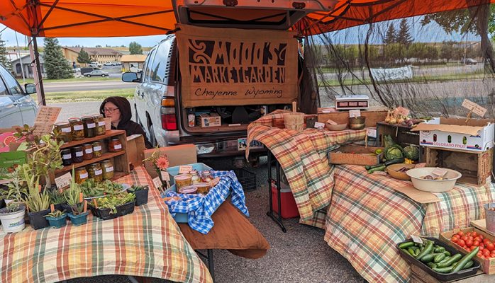 The Mooo's Market Garden booth at the Tuesday Farmers' Market